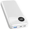 A ADDTOP Power Bank 20000mAh Batteria Esterna - A ADDTOP 22,5W Ricarica Rapida Caricabatteria Portatile PD3.0 QC4.0 con Display Digitale LED e 3 Porte, 2 USB C In&Out, 1 USB A per Smartphone Tablets Bianco