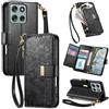 JIUNINE Cover per Motorola Moto G86 5G / Moto G86 Power 5G, Custodia Libro PU Pelle Antiurto Portafoglio Donna, Slot per Carte, Chiusura Magnetica, Motivo Floreale con Foglie in Rilievo, Nero