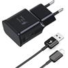 Powersky Caricatore USB con cavo di ricarica USB da 1,5 m per Samsung Galaxy A17 A16 A15 A14 A13 A05s A04s A57 A56 A55 A54 A53 A37 A36 A35 A34 A26 S8 + S9 Plus S10 S10e, caricatore rapido USB C
