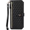 XIMAND Custodia per telefono Samsung Galaxy Z Fold 6, pelle PU antiurto di lusso, custodia a portafoglio per slot per schede con cerniera, borsa per telefono a tracolla alla moda (nero)