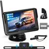 Fuluku Kit Telecamera Retromarcia Wireless con Monitor LCD 5 Pollici AHD | Visione Notturna Superiore | Impermeabile IP69 | 12V per Auto, Camion, Furgoni e Rimorchi