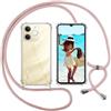 ISOI Cover con Cordino per Realme Note 70T, Custodia Trasparente con Collana Tracolla Laccio Collo Ultra Sottile Morbido TPU Silicone Antiurto AntiGraffio Case, Rosa