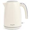 Salter Bollitore Salter Retro 1.7 L - Ebollizione Rapida da 3KW, Base a 360°, Filtro Anticalcare Rimovibile, Finestra di Livello Acqua, Indicatore Luminoso, Sensore a Secco e Spegnimento Automatico, Crema