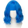 Luxiremi Parrucca blu da 30,5 cm, corte, lunghezza spalla, riccia, ondulata, Bob con frangia, parrucca sintetica per cosplay, per donne e carnevale