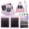 WENDY LASHES Kit Ciglia Finte 40D+50D/60D+80D with Bottom+7D Spike Fans, Curl D 10-18mm Mix, Include Bond & Seal, Pinzetta e Spazzolino - Extension Ciglia Individuali Effetto Wispy Naturale