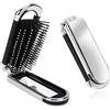 Mozeat Lens Spazzola per capelli da viaggio con specchio, pieghevole, tascabile, mini spazzola da viaggio per massaggi, spazzola compatta per capelli, strumento per lo styling dei capelli, per palestra, viaggi,