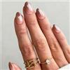 Aribliseza Press On Nails, 24 pezzi di unghie finte corte a mandorla, set di unghie con transizione dal marrone, acrilico con lucentezza effetto cromato, copertura totale, design in gel morbido per