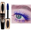 HISUNBEN Mascara viola impermeabile, 10 ml, resistente all'acqua, a lunga durata, volumizzante, per Natale, Halloween, feste, matrimoni (Tubo nero - Blu)