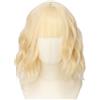 Luxiremi Parrucca bionda corta da 30,5 cm, lunghezza spalla, riccia, ondulata, Bob con frangia, parrucca sintetica per cosplay, per donne e carnevale