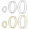 Senteria Sentería Pendientes de Aro Finos de Acero Inoxidable para Mujeres y niñas.Juego de 5 Pares de Aretes de Aro Grandes de Plata Peso Ligero (30 mm, 40 mm, 50 mm, 60 mm, 70 mm), Acciaio inossidabile