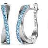YOURDORA Donna Orecchini a Cerchio Originali in Argento 925 Zirconi Anello Contorto Idea Regalo Gioielli (Oro bianco - Azzurro)