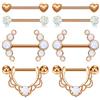 JFORYOU 14 Gauge 1,6mm Piercing per capezzoli in Acciaio Chirurgico Anelli del Capezzolo Opale Capezzolo Piercing ad Anelli Gioielli, 4 Paia