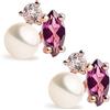 SECRET & YOU Rosalind Orecchini Donna Perle Coltivate Acqua Dolce Bottone 4,5-5mm, Topazio Bianco & Rodolite | Argento 925 Placcato Oro Rosa