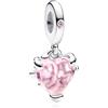 Annmors Rosa S925 Charms Clip Stopper Catena di sicurezza Famiglia Amica Animali Compleanno Cuore Oro Rosa Ciondolo per Donna Bracciale Collana, Argento