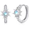 REDSUN Orecchini con pietra di luna in argento sterling 925, con stella a ottanta punte, sole/luna, arcobaleno, per ragazze, madri, figlie, donne, fidanzate, Argento sterling