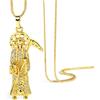 MidSmile Collana Santa Muerte: gioiello da donna, placcato oro 18 carati, con Babbo Natale Muerte, small, Ottone, Zirconia