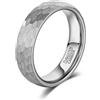 083BASE Anello in carburo di tungsteno, larghezza 4 mm/6 mm/8 mm, design martellato, acciaio o nero, anello di fidanzamento unisex