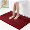 Homaxy Tappetino da bagno antiscivolo in ciniglia, in microfibra, assorbente, a pelo lungo, 60 x 90 cm, colore: rosso vino