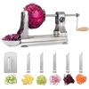 WellToBe CS-668 Spiralizzatore, 6 Blade Spiralizer Verdure Affettatrice a Spirale in Acciaio Inossidabile, Tagliaverdure a Spirale per Pasta di Veggie e Zucchini Spaghetti