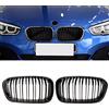 HZTWFC Paraurti Anteriore Griglie Rene Da Corsa Griglia Nero Lucido Doppia Stecca Auto Griglia di Ricambio Per BMW Serie 1 F20 F21 LCI 120i 2015-2017