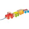 goki 55841 - Treno merci GK-Rail - grande turno in legno con locomotiva, 3 carri e carico, per carico e traino, lungo circa 55 cm