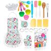 KAEGREEL Cucina Giocattolo per Bambini, 26Pz Set Utensili Cucina da Forno con Grembiule Unicorno/Cappello Chef/Cucchiai/Frullino, Regali di Ruolo da Chef per Ragazzi Ragazze 3+ Anni (Blu)