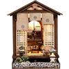 BATTREVO Book Nook Kit-Casa delle bambole in stile giapponese con luci a LED, puzzle 3D in legno,book nook diy kit，kit di bricolage per adulti, regali di Natale e compleanno
