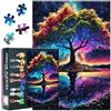 TISHIRON Puzzle da 1000 pezzi per adulti - Albero della vita colorato sul lago puzzle puzzle per adulti 1000 pezzi puzzle fantasy, dimensioni finite è 60 x 40 cm
