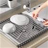 KAWAAN Scolapiatti da Lavello | Scolapiatti da Lavello Pieghevole | 45 x 35 CM Scola Piatto | per Lavello, Scolapiatti in acciaio inox, per Tazze, Frutta,Verdura-Nera