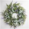 Perfnique Corone di orecchie di agnello con fiori di lavanda e foglie di eucalipto per porta d'ingresso, 50,8 cm verde per porte e finestre, corona di fattoria per decorazione della parete (lavanda)