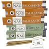 MAMAMI Golden Nag Incensi Palo Santo & Salvia Bianca - Set Purificazione Spirituale - 5 Confezioni x 15g (3 Palo Santo + 2 Salvia Bianca) - Guida Digitale inclusa - Incenso Naturale per Meditazione, Yoga