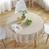 meioro Rotonda Tovaglia A Strisce Tovaglie Rund Il giro Tablecover in lino Tablecloth nappa a righe Adatto per Interni ed Esterni (Albicocca/strisce bianche,Diametro 100cm)