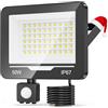 TOPAUBUB 50W 5000LM Faretto LED da Esterno con Sensore di Movimento 1 Pezzi, 6500K Bianco Freddo Impermeabile IP67 Faretto Faro LED Esterno con Sensore Movimento per Cortile, Giardino