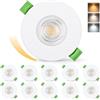 KYOTECH Faretti da Incasso 230V Dimmerabile 3CCT IP65 Faretto Incasso 60-75mm | KYOTECH 7W 770LM LED Fari Incassati Ultrapiatto 25mm 2700K 4000K 6000K per Bagno Soggiorno 10PCS Bianco