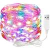 ALEGRE Catena luminosa a LED con USB, 20 m, 200 LED, filo di rame, con spina, impermeabile, colorata per interni ed esterni, catena luminosa a LED per decorazioni fai da te, Natale, balcone, camera da