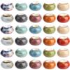 PONABEADIY 1 Scatola da 40 Pezzi di Perline Europee in Ceramica con Foro Grande Fatte A Mano in Porcellana Vintage Smaltata Piatte Rotonde Distanziali Cinesi Sfusi per La Creazione di Gioielli C
