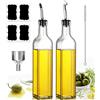 Showvigor Oliera Salvagoccia, 2PCS 500ML Dosatore Olio con Imbuto e Dosatore Oliera da Tavola per Cucina e BBQ