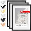 HIMEETIME® 3x Cornice A3 30x42 cm in vero legno nero, per foto da 21x30 cm con tappetino o da 29,7x42 cm senza tappetino.