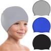 Echehi cuffia da nuoto Echehi Confezione da 3 Cuffia Piscina Bambino in Silicone, Cuffia Piscina per 3-10 Bambini Piccoli e Adolescenti, Cuffie Piscina Impermeabili per Capelli Corti/Lunghi