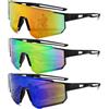 PQETBV 3 PCS Occhiali da Sole Ciclismo, Occhiali da Ciclismo Polarizzati, Occhiali Ciclismo Uomo Anti-UV, Occhiali Bici da Corsa per Attività All'aria aperta Mountain Bike Ciclismo Sci