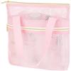 IHLOOTD Borsa Bagno Campeggio, Borsa Doccia Portatile, Borsa Rete Rapida Asciugatura, Impermeabile, con Cerniera per Viaggio, Piscina, Spiaggia (Rosa)