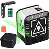 XRCLIF Livella laser, XRCLIF autolivellante a croce livella, livella laser verde con base magnetica flessibile, 2 linee IP54 livello orizzontale/verticale, verde (2 batterie e custodia inclusa)