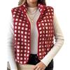 Yassiglia Gilet da donna sfocato a scacchi senza maniche con cerniera per autunno primavera Y2K cardigan senza maniche gilet capispalla, Rosso, S
