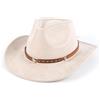 Ausune Cappello da cowboy per donne e uomini, a tesa larga, in pelle scamosciata, cappello da cowboy, tinta unita, per feste in denim e attività all'aperto, bianco