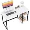 GreenForest Scrivania da Ufficio e Gaming con Supporto per Monitor, Tavolo per computer da Casa da 120 cm con Scaffle Reversibili, Scrivania da Studio per Piccoli Spazi, Bianca