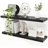 Feihorrm Mensole galleggianti nere da parete, 90 cm, in legno, da parete, 23,5 cm, grandi mensole portaoggetti per bagno, cucina, soggiorno, 91 cm di larghezza x 23,5 cm di profondità x 3,8 cm di altezza, set