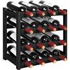 VASMIA Scaffale per vino, Scaffale per Vino in Bambù a 4 Ripiani da Banco, Mobiletto per Conservazione Vino Robusto e Durevole, Supporto per 16 Bottiglie per Cucina o Dispensa, Nero