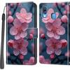 Haninsuze Cover per Samsung Galaxy A40, Portafoglio PU Pelle, Fiore di pesco | Interno TPU Antiurto, Anti-Graffio, Fessura per Schede, Supporto Stand, Design Libro, Flip
