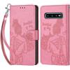 KENHONER Compatibile Cover con Samsung Galaxy S10 Plus,Premium Pelle PU Portafoglio Flip Libro Custodia Cover per Samsung S10 Plus [Protezione Completa] (Rosa)