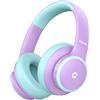 iClever BTH26 Cuffie con cancellazione attiva del rumore per bambini, 55 ore di gioco, ricarica rapida di tipo C, volume sicuro 81 dBA, cuffie Bluetooth 5.4 per bambini, cavo AUX wireless per viaggi